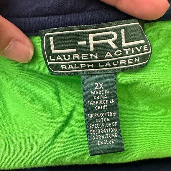 Ralph Lauren Long Sleeve Striped Nautical Blue Green RL Logo size 2XL Cotton - Picture 6 of 9